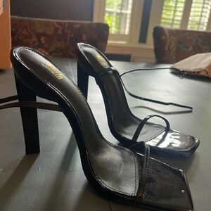 SHEIN Black High Heeled Slingback Heels